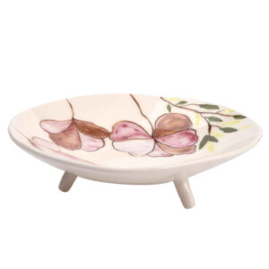 Ceramic Dinnerware Plate – Three-legged, Flower Pattern, Microwave & Dishwasher Safe
