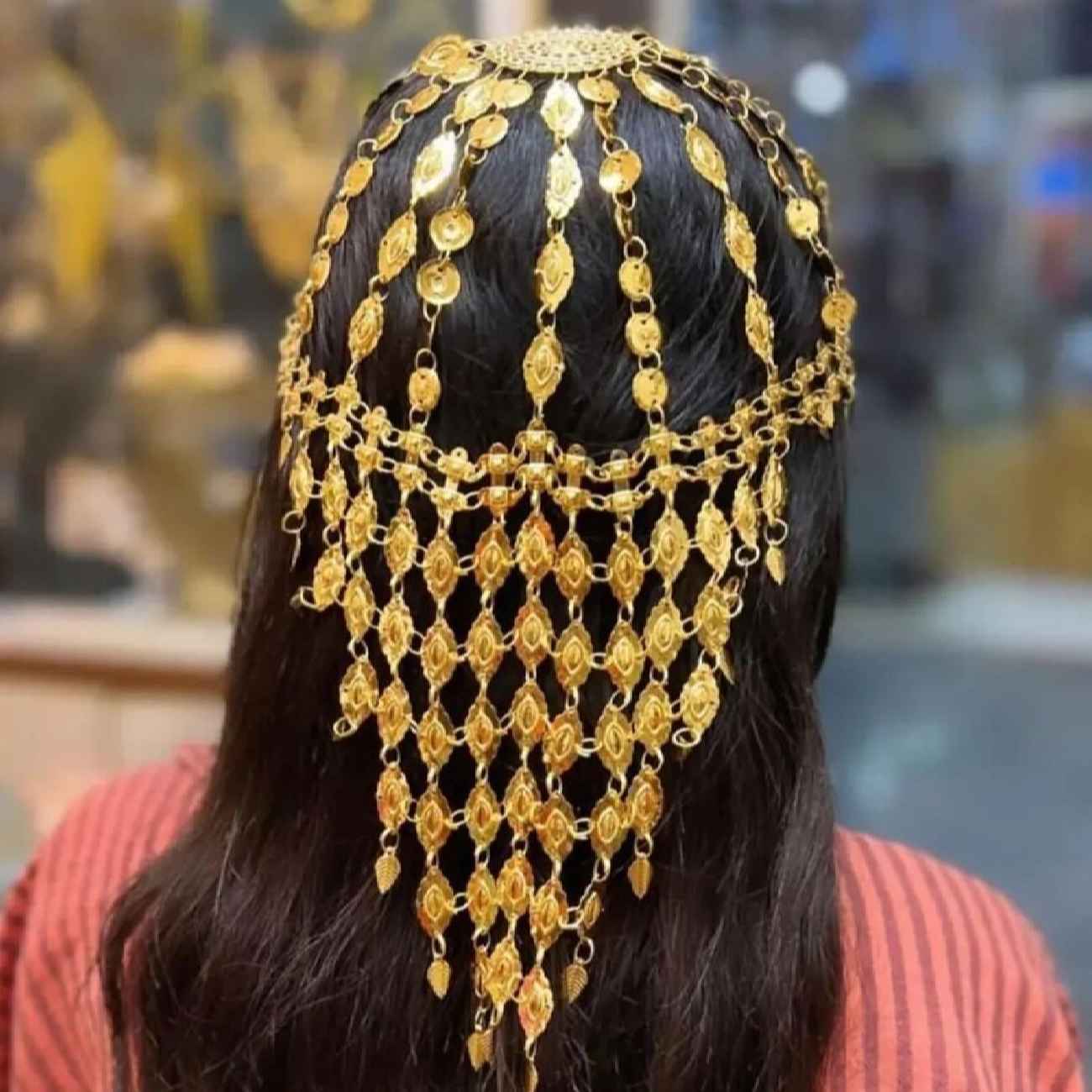 Gold Coin Draped Headpiece Gold Coin Headpiece - Etsy Hong Kong main image 2