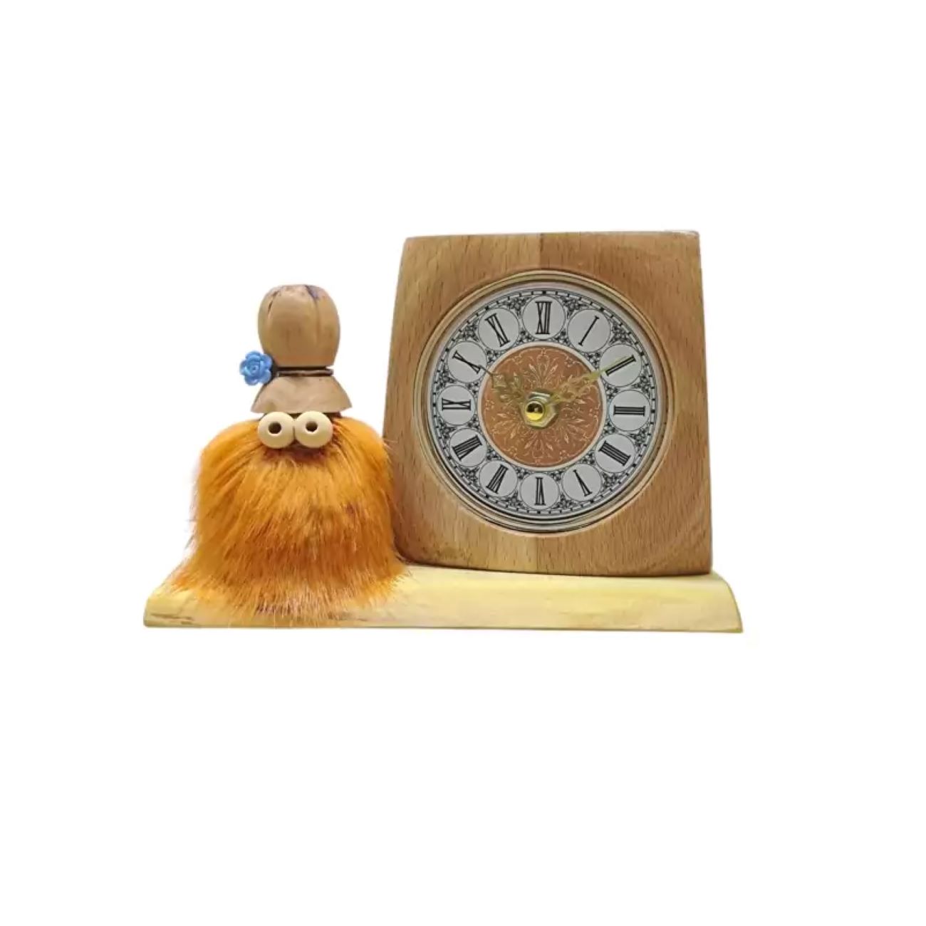 Unique Handcrafted Wooden Desk Clock with Doll – Crafted for Style and Function