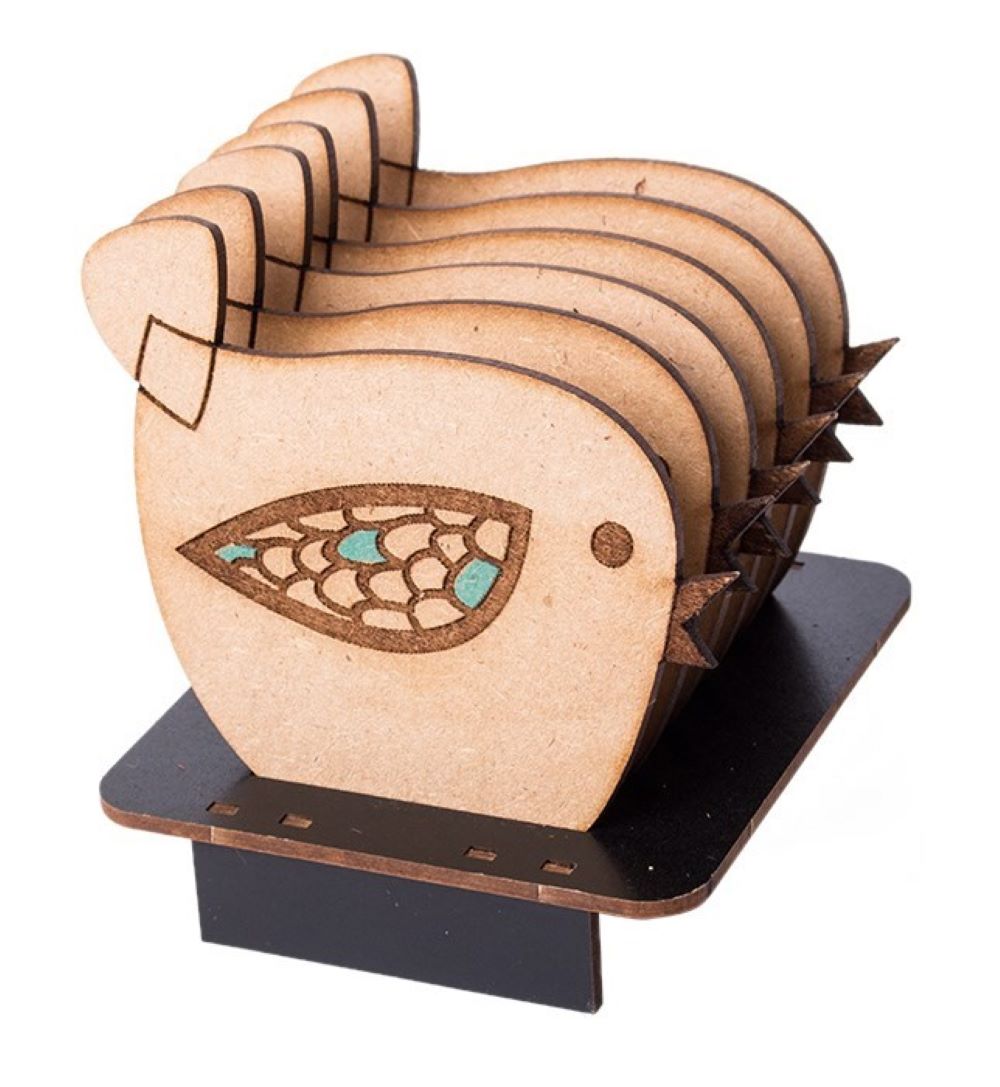 Eco-Friendly Bird Design Wooden Coasters 6-Pack – Functional & Boho Style