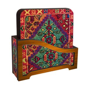 Carpet-Inspired Persian Wooden Coasters 6-Pack – Geometric Square Design