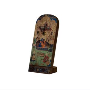 Wooden Desk Clock with Persian Painting Pattern – Designed for a Stylish Desk