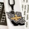 Black and Gold Faravahar Necklace - Elegant Persian Symbol of Strength and Wisdom
