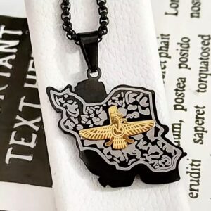 Black and Gold Faravahar Necklace – Elegant Persian Symbol of Strength and Wisdom