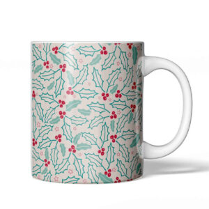 Christmas Holly and Berry Patterned Ceramic Mug