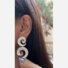 Steel Minakari Dangle Earrings Hollowed Enamel Out Round Pendants for Women