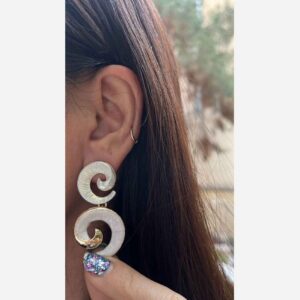 Steel Minakari Dangle Earrings Hollowed Enamel Out Round Pendants for Women