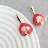 Steel Minakari Dangle Earrings Meenakari with Pink Enamel Flowers