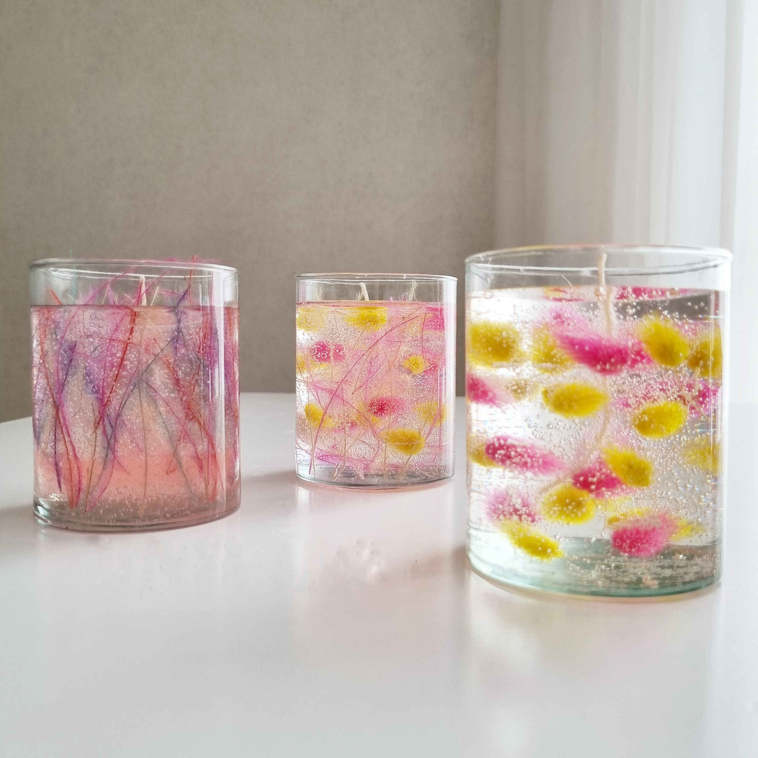 Dried Flower Gel Paraffin Glass Jar Candle – Handcrafted Design