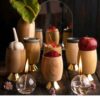 Elegant Haft Seen Set with Gold Pedestal Dishes for a Grand Nowruz Display Set of 6