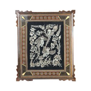 Engraved Brass Wall Frame Birds and Blossoms Design