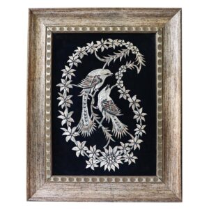Engraved Panel of Two Birds with Boteh Jegheh Design
