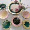 Exquisite Persian Haft Seen Tableware Featuring a Beautiful Geometric Pattern Set of 7