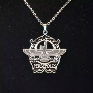 Faravahar and Persepolis Necklace with Premium Silver Stainless Steel Chain
