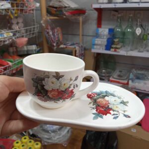 Floral Patterned Ceramic Cup and Saucer Set