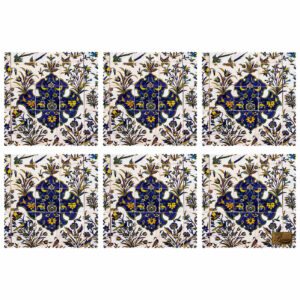 Geometric & Nature-Inspired Placemat – Bird & Flower Pattern (Set of 6)