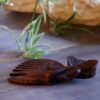 Hand Craved Wooden Clover Comb with Intricate Floral Engraving