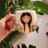 Hand-Painted Ceramic Mug with Unique Girl Portrait Pattern