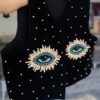 Handcrafted Beaded Embroidery Vest for Women - with Eye Design