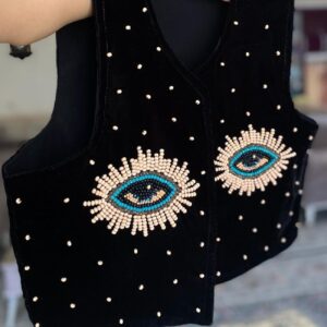 Handcrafted Beaded Embroidery Vest for Women – with Eye Design