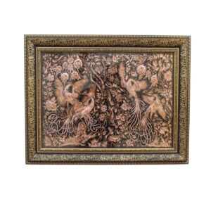 Handcrafted Brass Wall Frame with Elegant Bird & Flowers Engraving