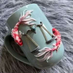 Handcrafted Ceramic Mug with Pisces Symbol – Stylish & Unique Design