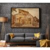 Handcrafted Marquetry Wall Panel with Stunning Church Design
