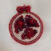 Handcrafted Pomegranate Brooch Pin in Leather & Beads