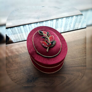 Handcrafted Velvet Fabric Jewelry Box with Stone Embroidery