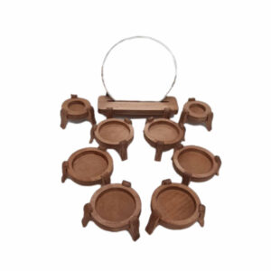 Handcrafted Wooden Haft Seen Set Featuring Intricate Round Pedestal Design for a Sophisticated Nowruz Celebration Set of 9