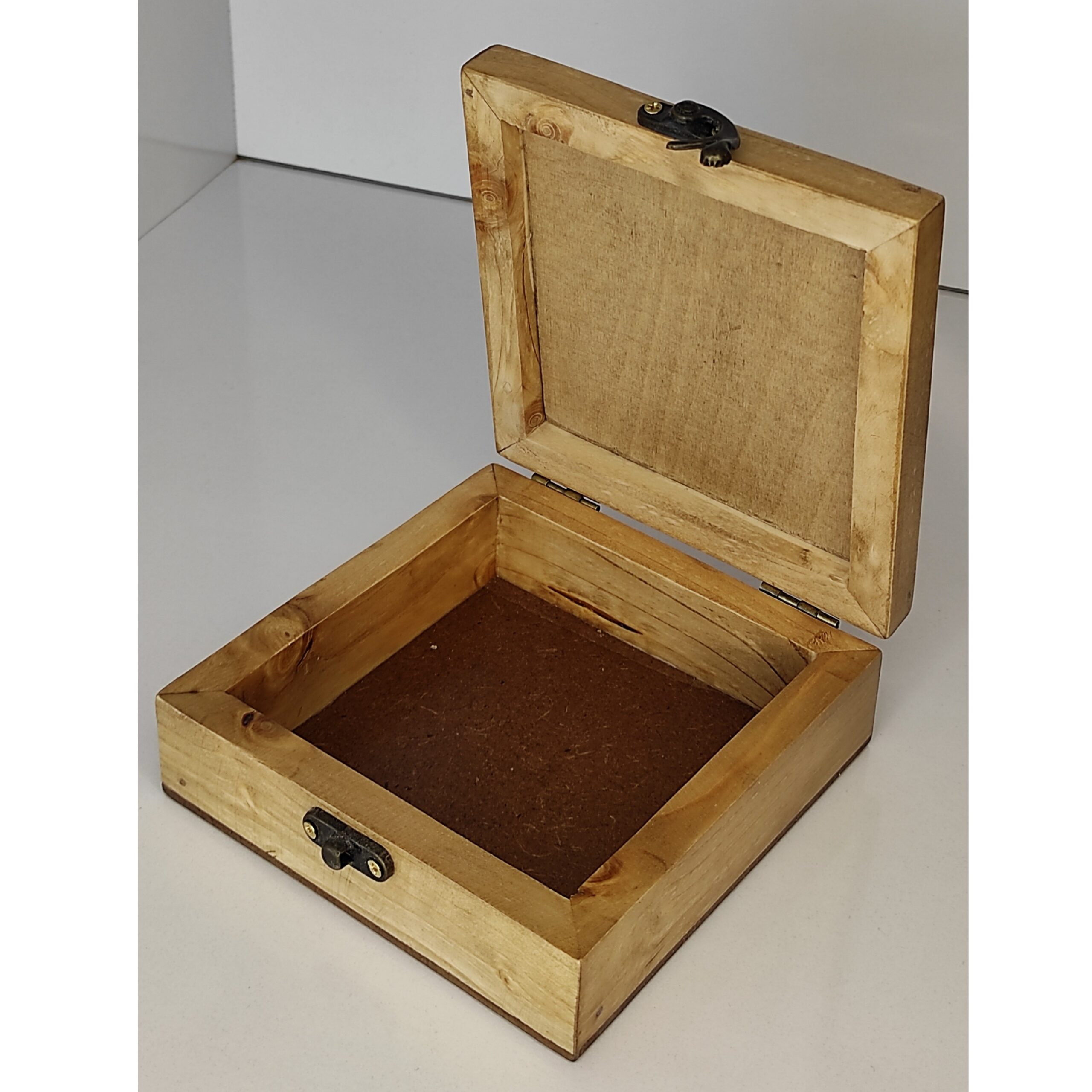 Handcrafted Wooden Jewelry Box with Geometric Engraving