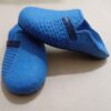 Handmade Blue Wool Felt Slippers with Intricate Textured Pattern