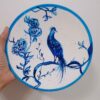 Handmade Haft-Seen Set - Green Geometric & Bird Design (7-Piece)