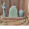 Handmade Spiritual Decor Set - Angel Candle, Rainbow & Concrete Tray