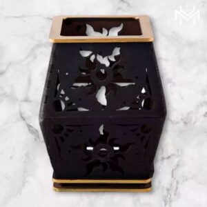 Handcrafted Wooden Tealight Lantern – Sun Pattern Box Design