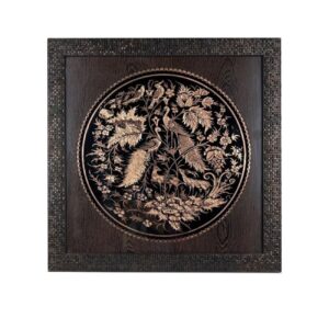 Intricate Bird & Flowers Design in Stunning Engraved Brass Wall Frame
