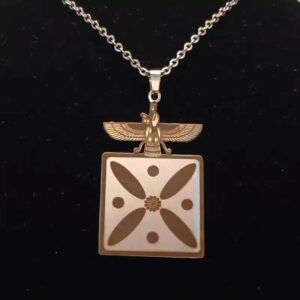 Iranian Faravahar and Kaveh’s Banner ( Derafsh Kaviani ) with High-Quality Stainless Steel Chain for Men