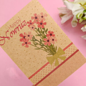 Kraft Paper “Happy Nowruz” Card with Hand-Illustrated Bouquet