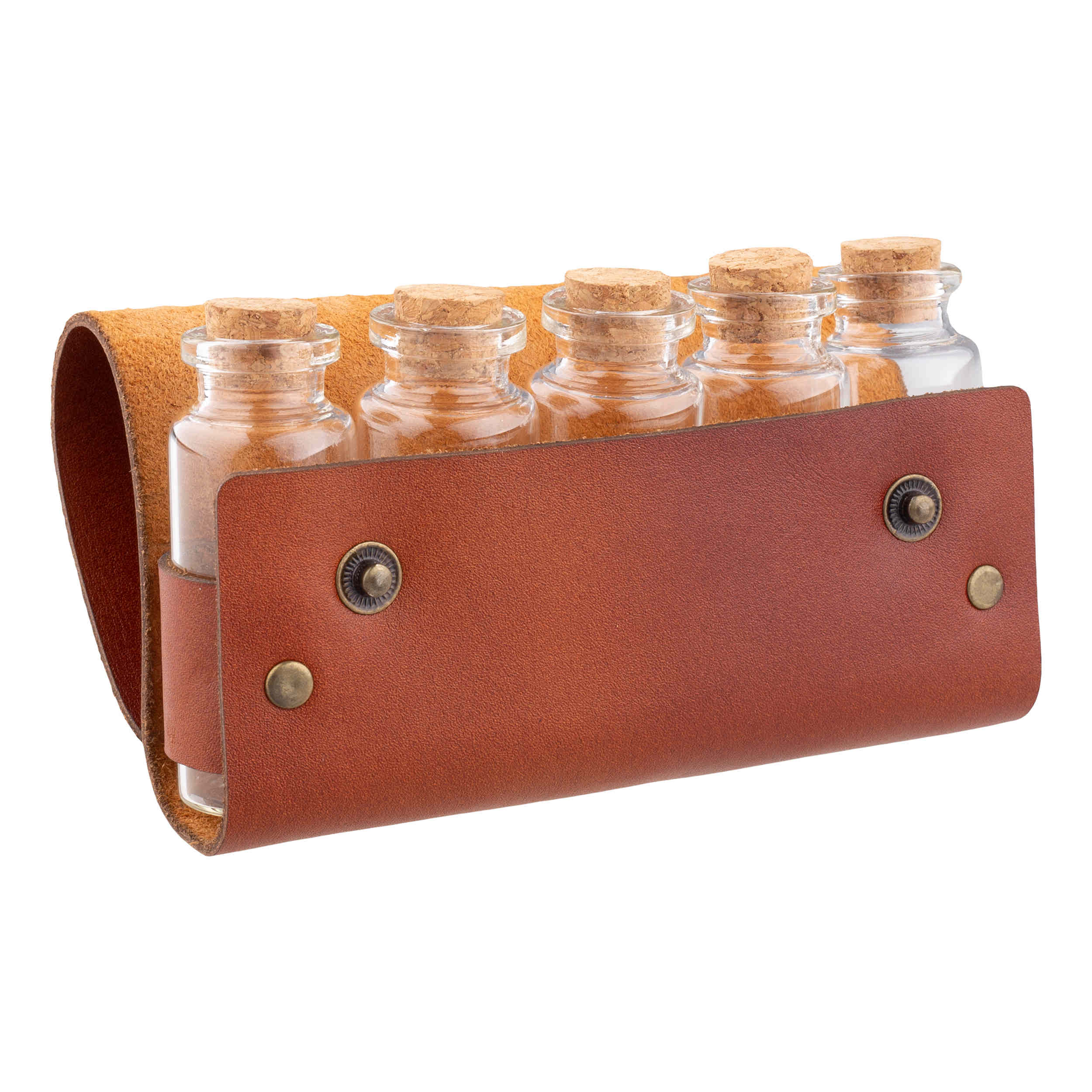 Leather Travel Spice Container Set Kuh Man Model 15cc (Set of 5)