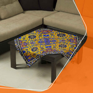 Luxurious Floral Velvet Tablecloth in Warm Yellow Tones