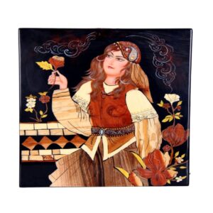 Miniature Model Marquetry Artwork – Girl with Flower Design