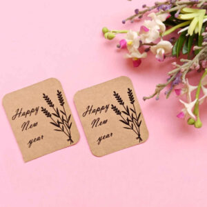 New Year Botanical Branch Pattern Greeting Card Kraft Paper (x15)