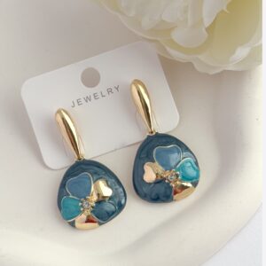 Steel Minakari Persian Earrings with Minakari Artistic Flower Design