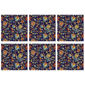 Persian Elegance Floral Placemats Pattern – Blue (Set of 6)