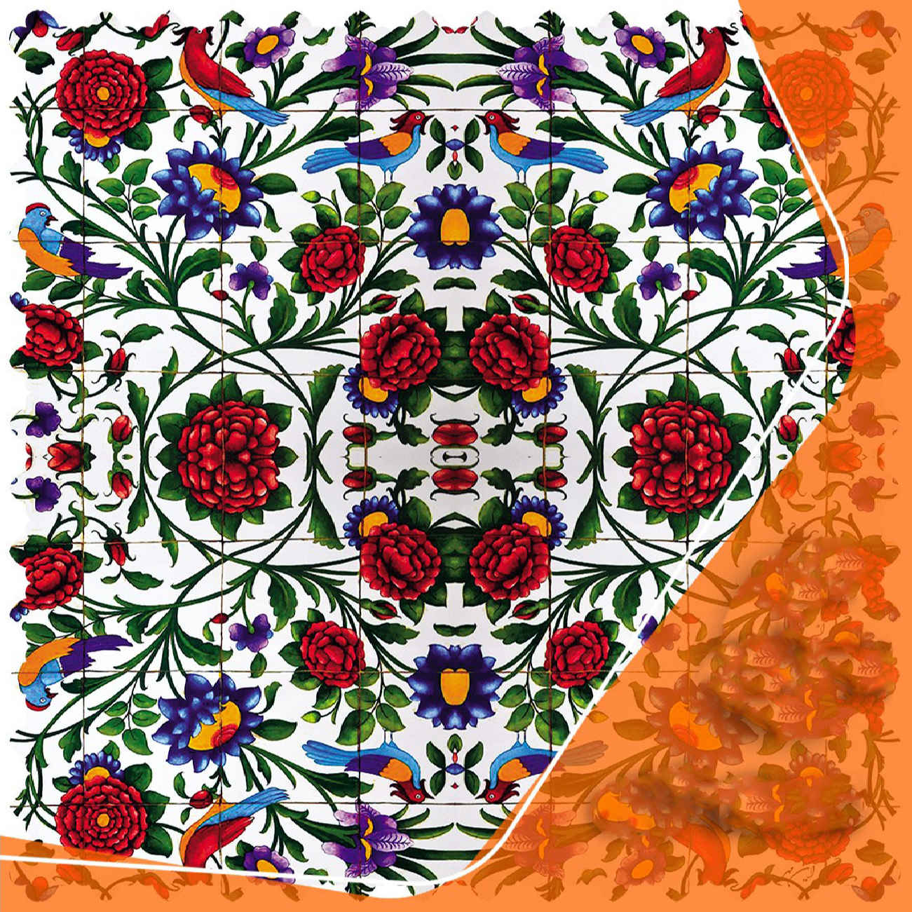 Persian Inspired Red Floral Velvet Tablecloth – Luxurious & Soft