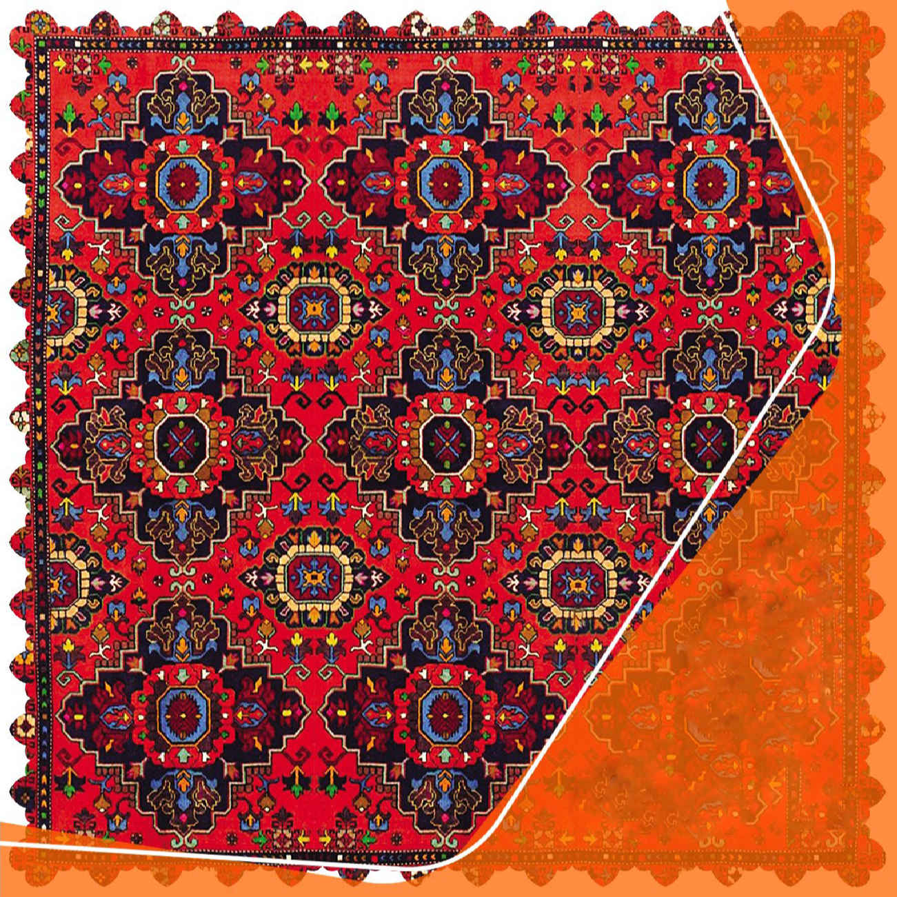 Persian-Inspired Velvet Table Cover with Timeless Geometry