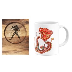 Persian Zodiac Mug – Bahman (Aquarius) Month Sign with Coaster