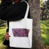 Reusable Tote Bag Beige Canvas Shopping Bag – with Traditional Design