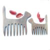 Rustic Hand-Carved Wooden Comb with Cat Design