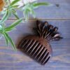 Rustic Hand-Carved Wooden Comb with Floral Tulip Design